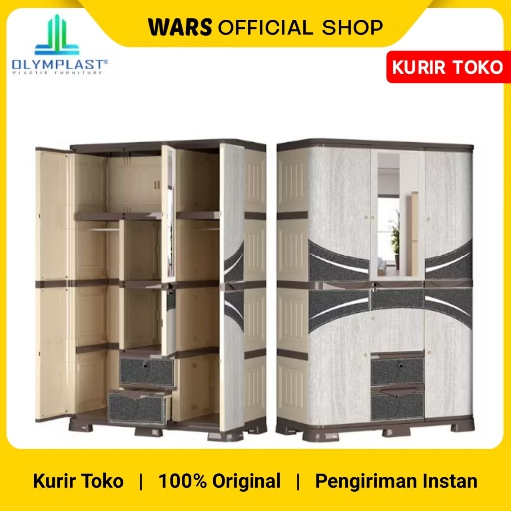 LEMARI PAKAIAN PLASTIK 3 PINTU OLYMPLAST - SCOC 3 PINTU OLYMPLAST