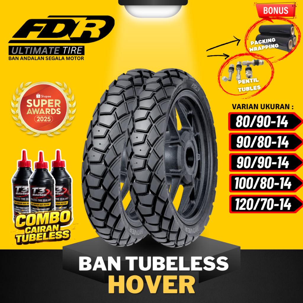 [READY COD] BAN FDR TUBELESS HOVER RING 14 / BAN LUAR FDR HOVER RING 14 ( 80/90-14 / 90/90-14 / 100/