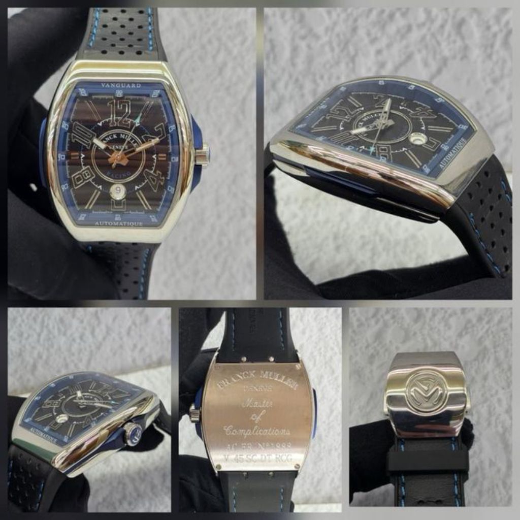 JAM TANGAN FM V-GUARD SWISS MATIC DIAL 44MM JAM TANGAN AUTOMATIC ANALOG STRAP RUBBER BLUE