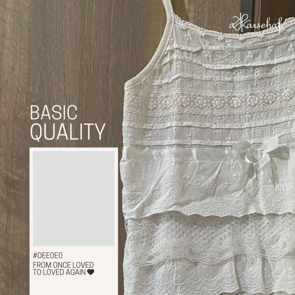 Second Mini Dress Baju Tidur Wanita Putih Renda Pita | Preloved 90% Layak Pakai | akkar sehat