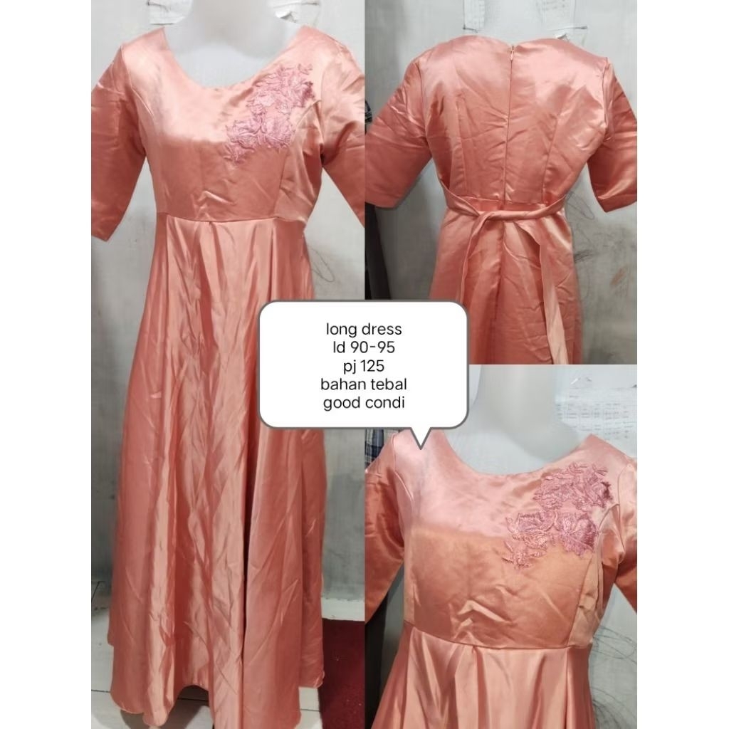 dress satin pink dress panjang dress premium dress pesta