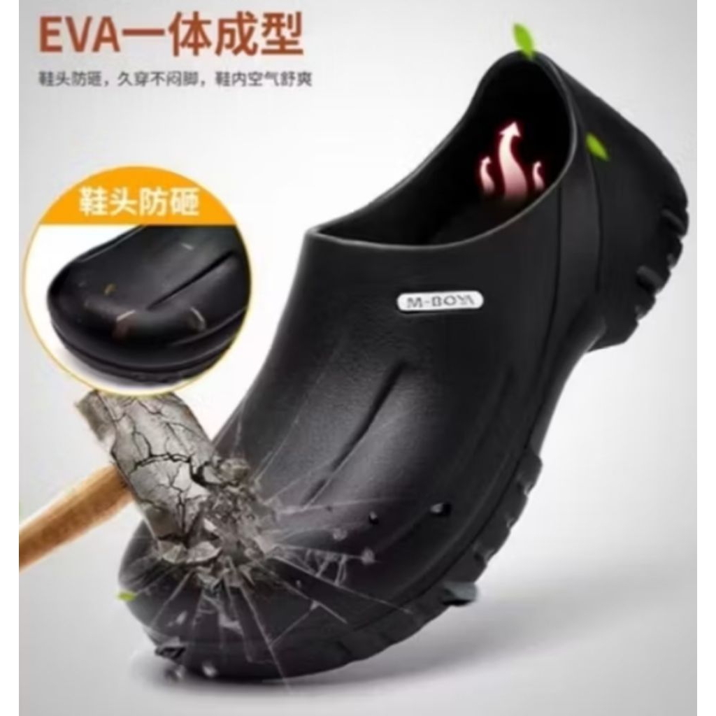 Sepatu M boya BESI Anti Licin Kitchen Chef Safety Shoes Pria Wanita