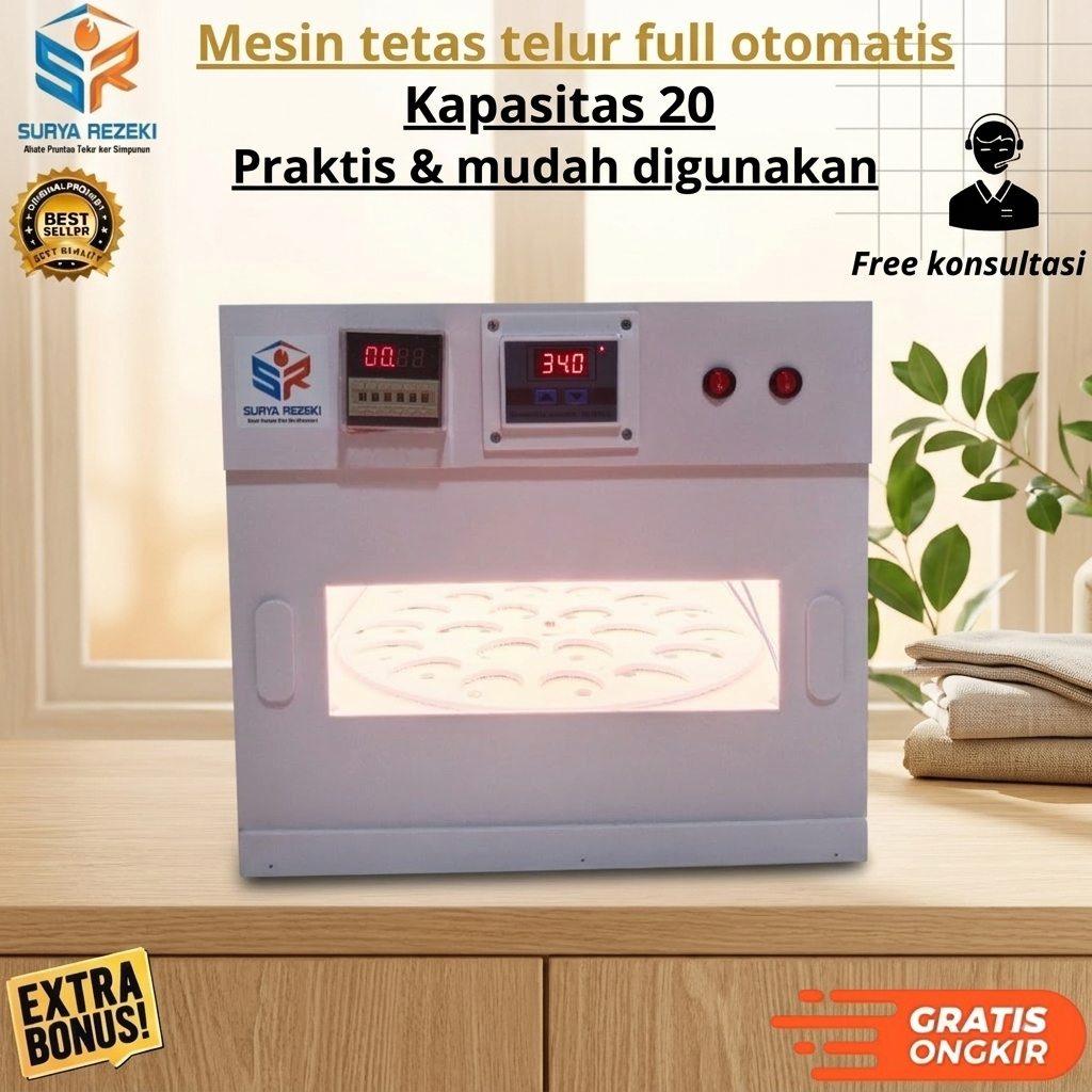 Mesin Tetas Telur Full Otomatis Kapasitas 20 Telur