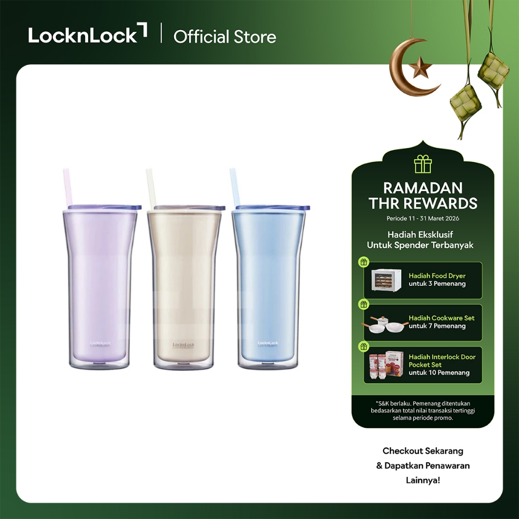 LocknLock Botol Minum Daily Essential Cold Cup with Straw 770ml - HAP526