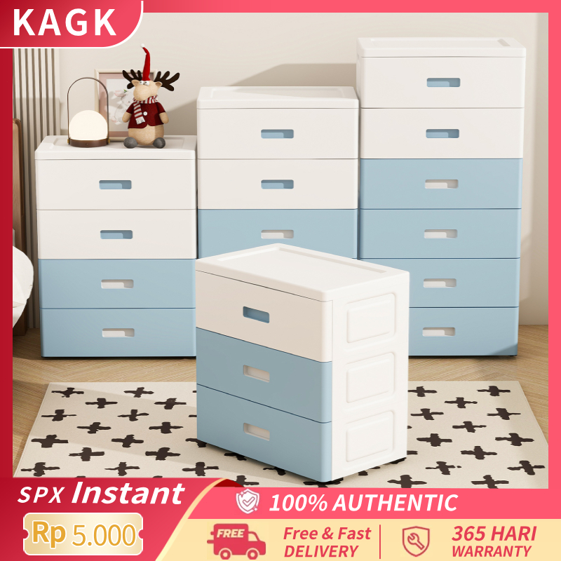 KAGK Lemari Pakaian Anak 4-5 Tingkat - Tempat Penyimpanan Serbaguna (Baju, Mainan & Snack)