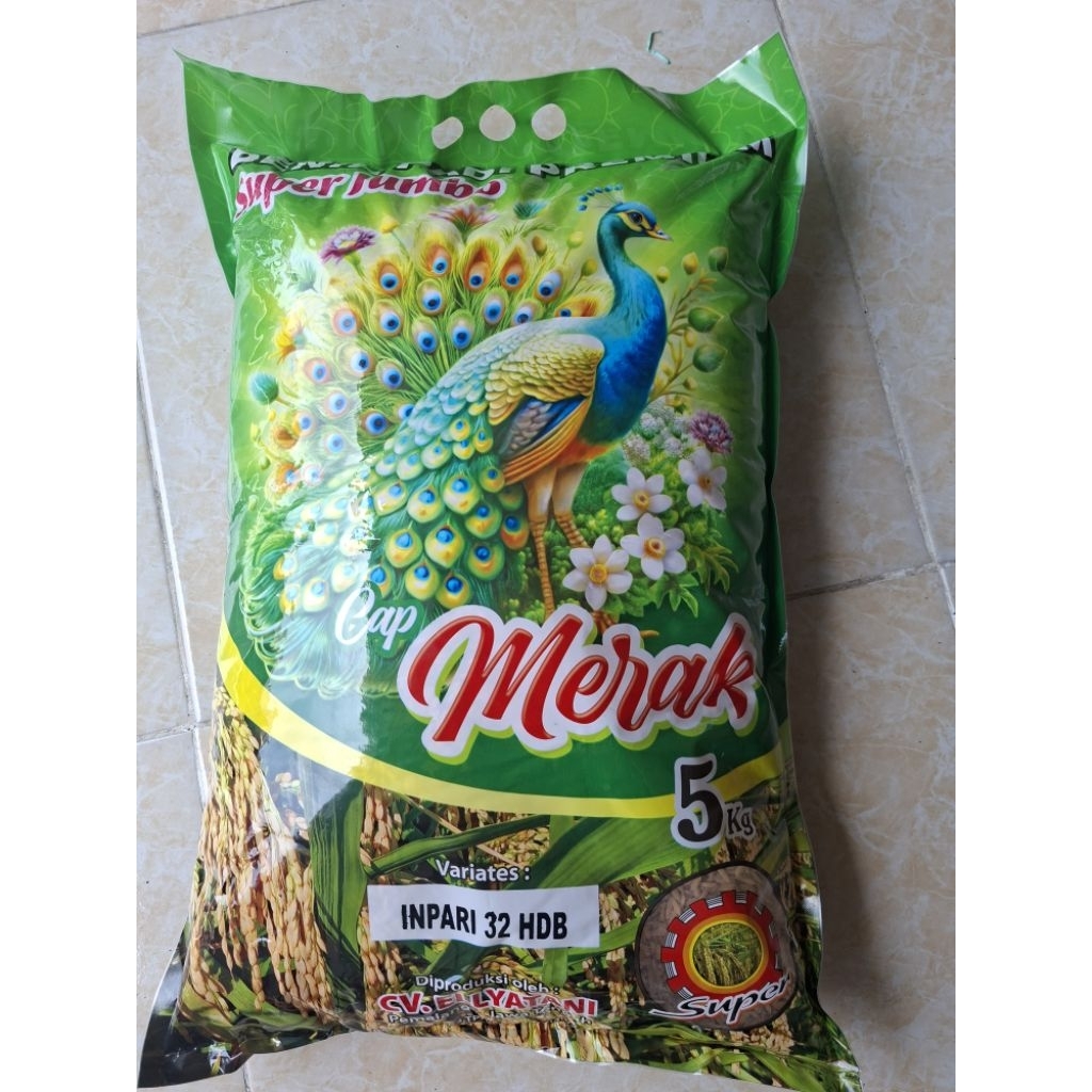 Benih Padi Inbrida Premium Inpari 32 HBD Super Jumbo Cap Merak 5kg