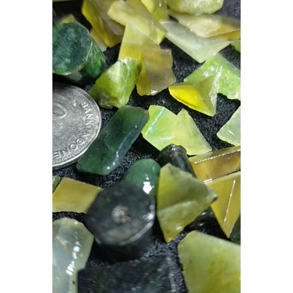X26 - 50 Pcs - Batu Idocrase ACEH Potekan - Serpentine Lumut Ice Jade Solar Lumut Murah