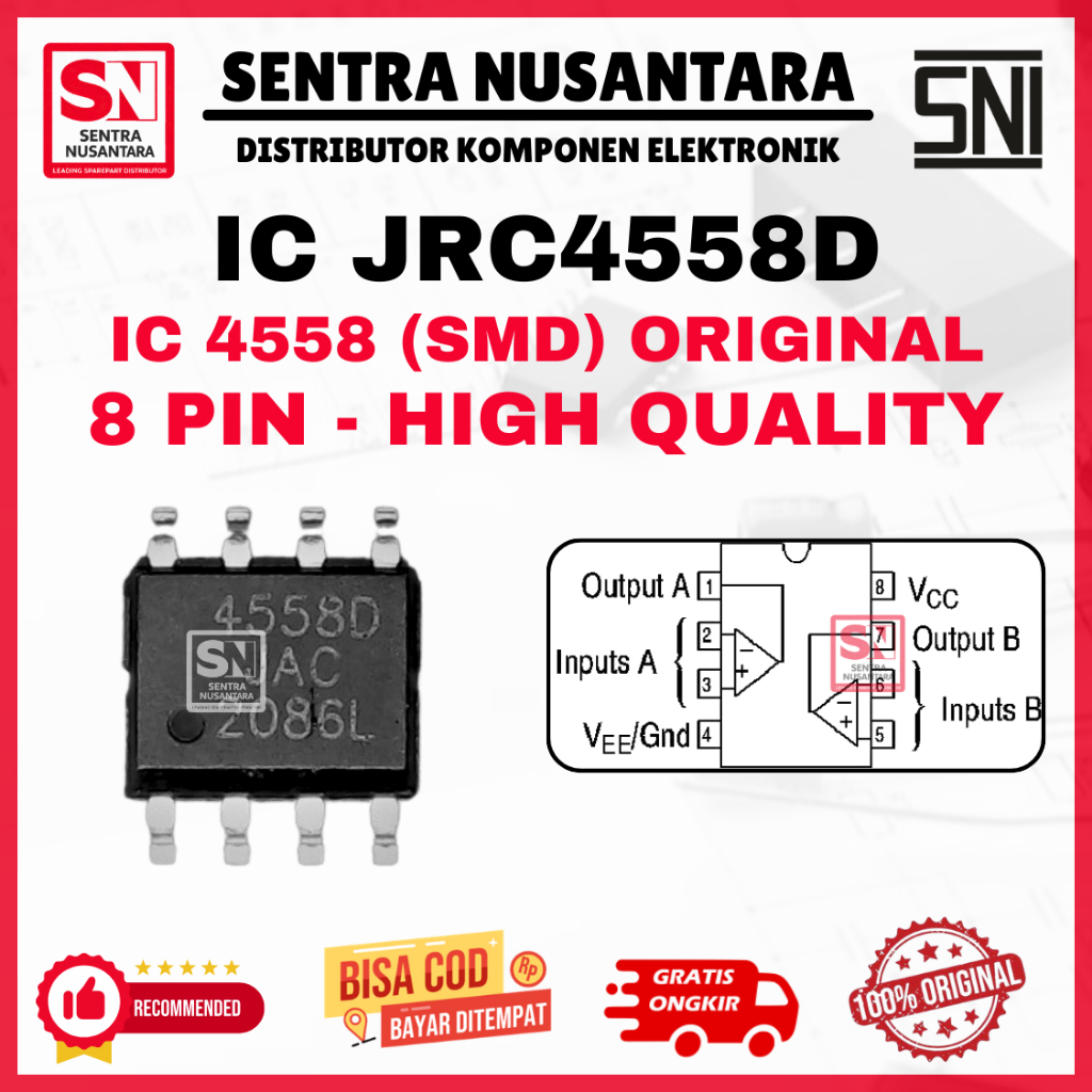 ORIGINAL IC NJM4558D JRC 4558D JRC4558D DIP-8 NJM4558 4558 JRC4558 AMPLIFIER | JRC4558 SMD NJM4558D 