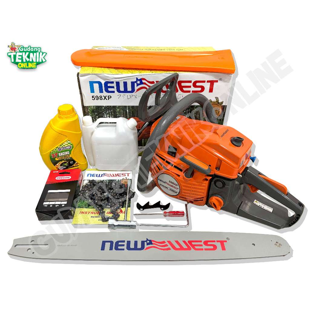 NEW WEST Chainsaw Gergaji Kayu 20" 22" 588/598X NEW WEST Bar Laser Tip Dan Gigi  / Mesin Gergaji Pot