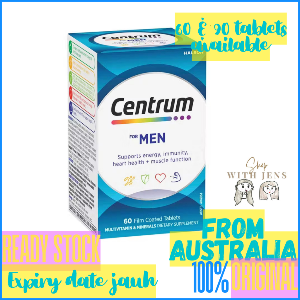 CENTRUM Men Multivitamin Pria Dukung Otot Energi Imunitas 60 Tablet / 90 Tablet Multi Vitamin