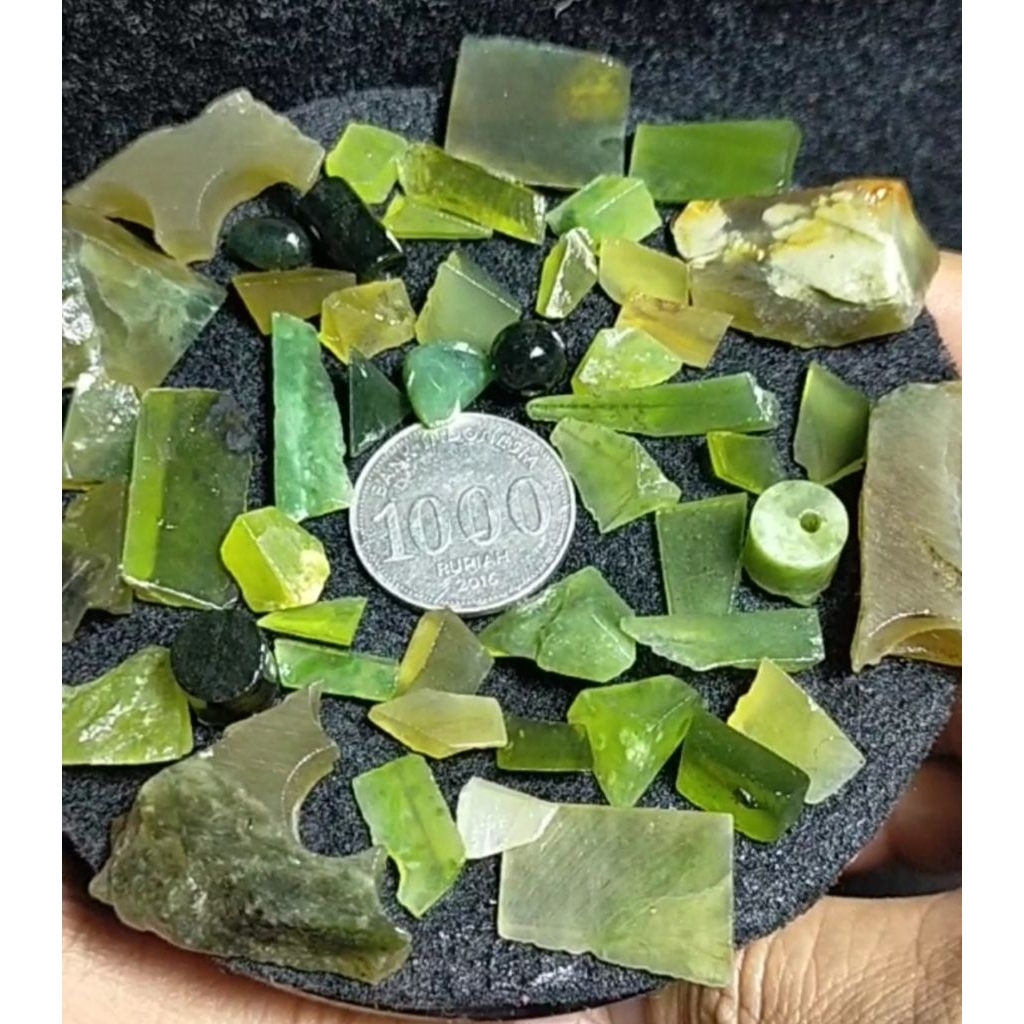 X30 - 50 Pcs - Batu Idocrase ACEH Potekan - Serpentine Lumut Ice Jade Solar Lumut Murah