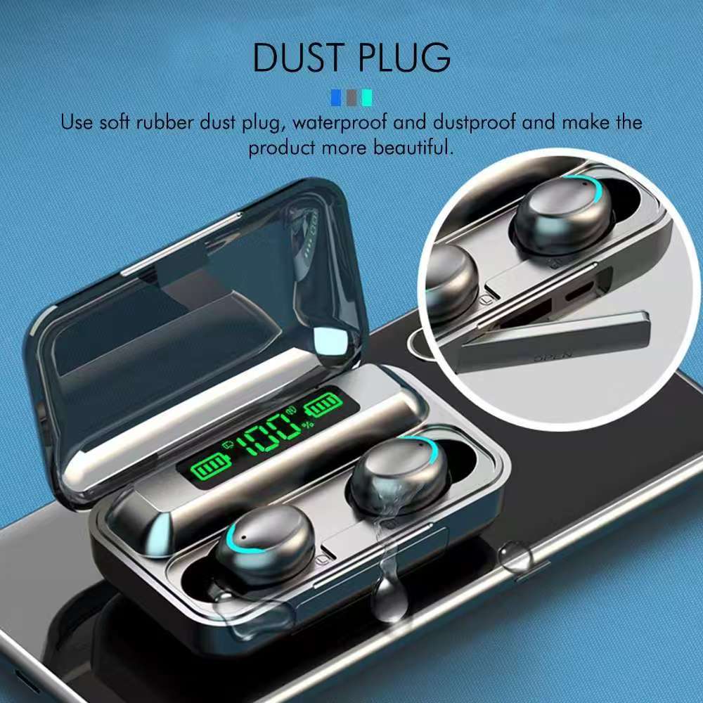 Headset Bluetooth TWS F9 5.2 - Earphone Stereo Digital Display 3500mAh Headset Bluetooth F9 Earphone