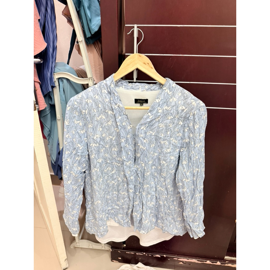 Blouse Zalia Biru Baju Kondangan Pesta EID Idul Fitri Baju Wanita PL