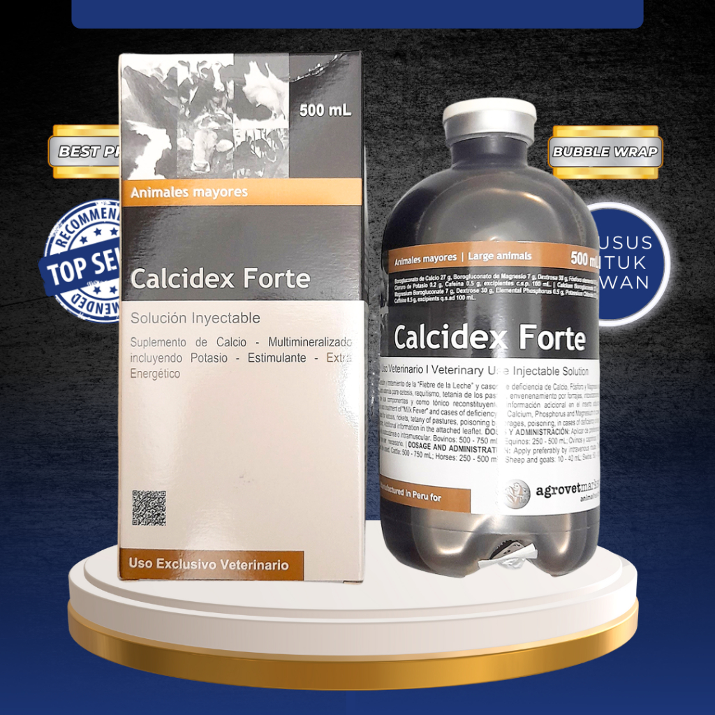 Calcidex Forte 500ml - Untuk Ketosis Sapi Ambruk Milk Fever Bagi Ternak