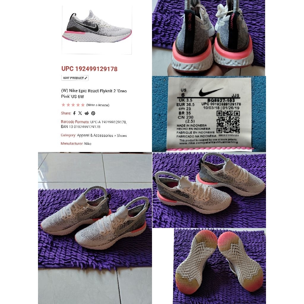Sepatu Preloved Second Original Nike Epic React Flyknit