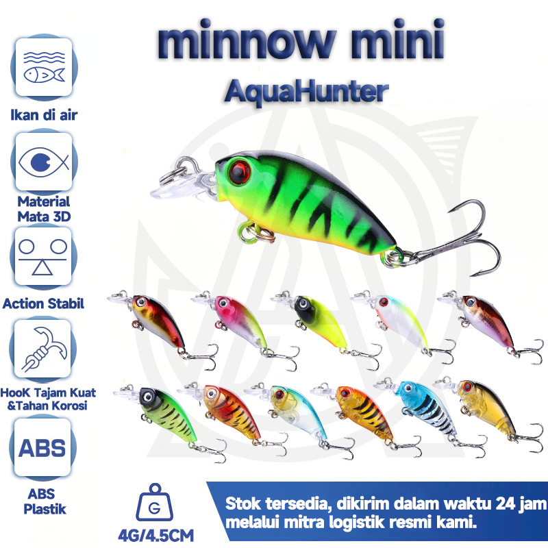 4g-4.5cm minnow mini umpan pancing lure hampala wader nila mahseer swimmer lure minow umpan casting