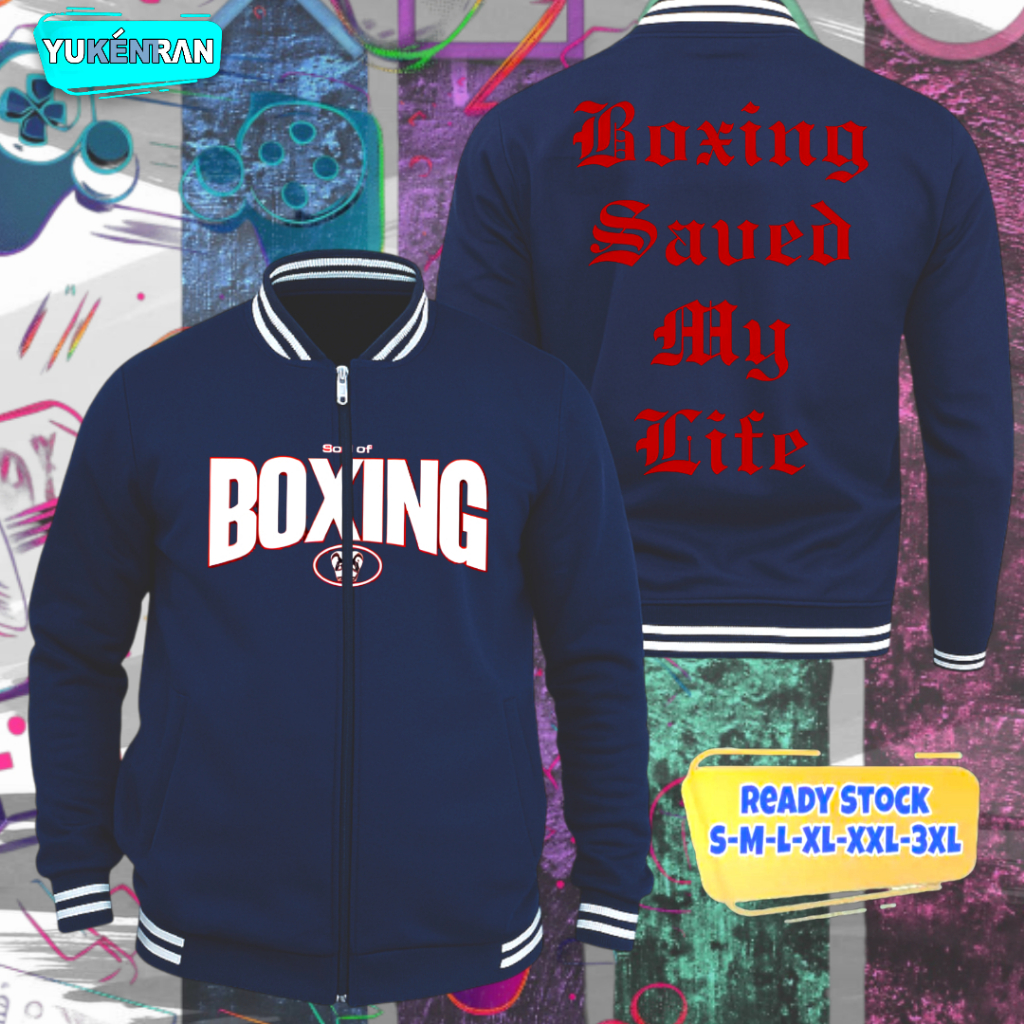 JAKET VARSITY STREETWEAR SOUL BOXING SAVED MY LIFE DESIGN SIMPLE CULTURE STREET COTTON PREMIUM