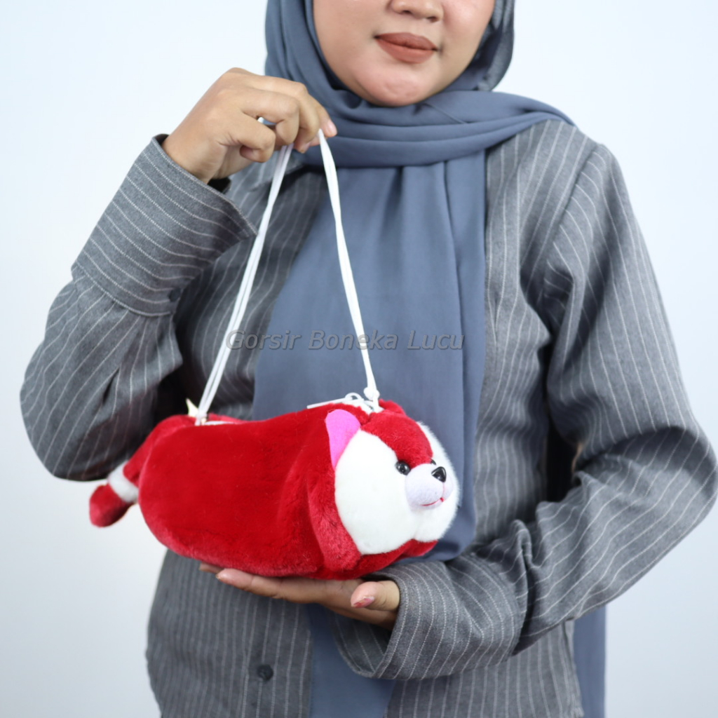 Tas Kucing Tali Kur Selempang Mountaimong Lucu Murah - Tas bulu Karakter Kucing Anak Kekinian Kado U