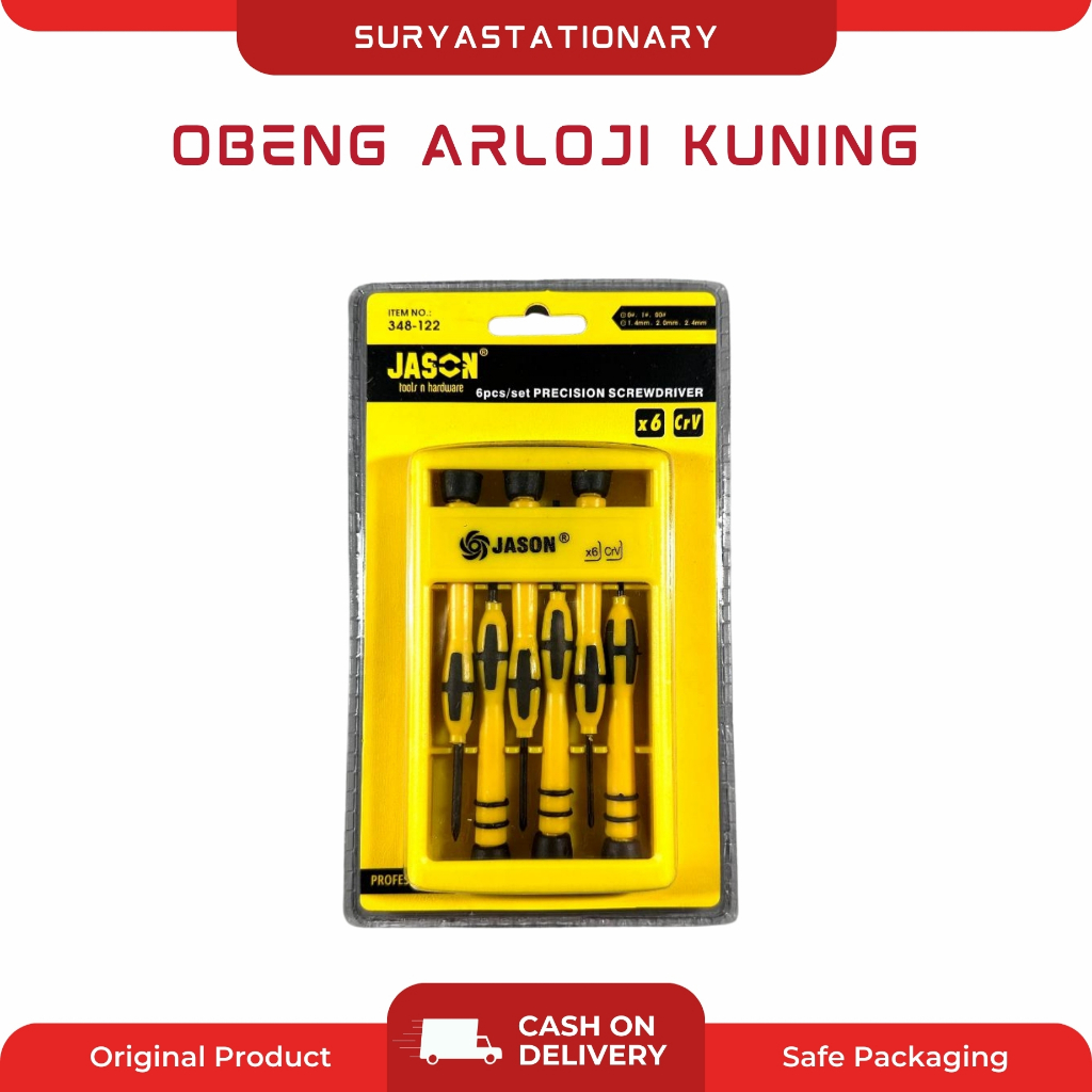 (SET) OBENG ARLOJI KUNING SET 6PCS / OBENG ARLOJI JASON