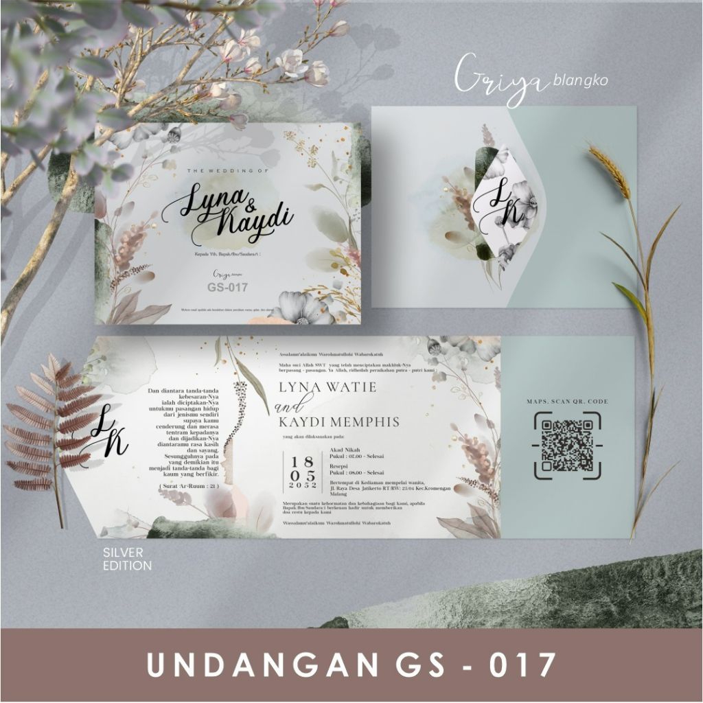CETAK UNDANGAN MURAH LIPAT 3 MODEL UNIK | GS017 | PADANG INVITATION