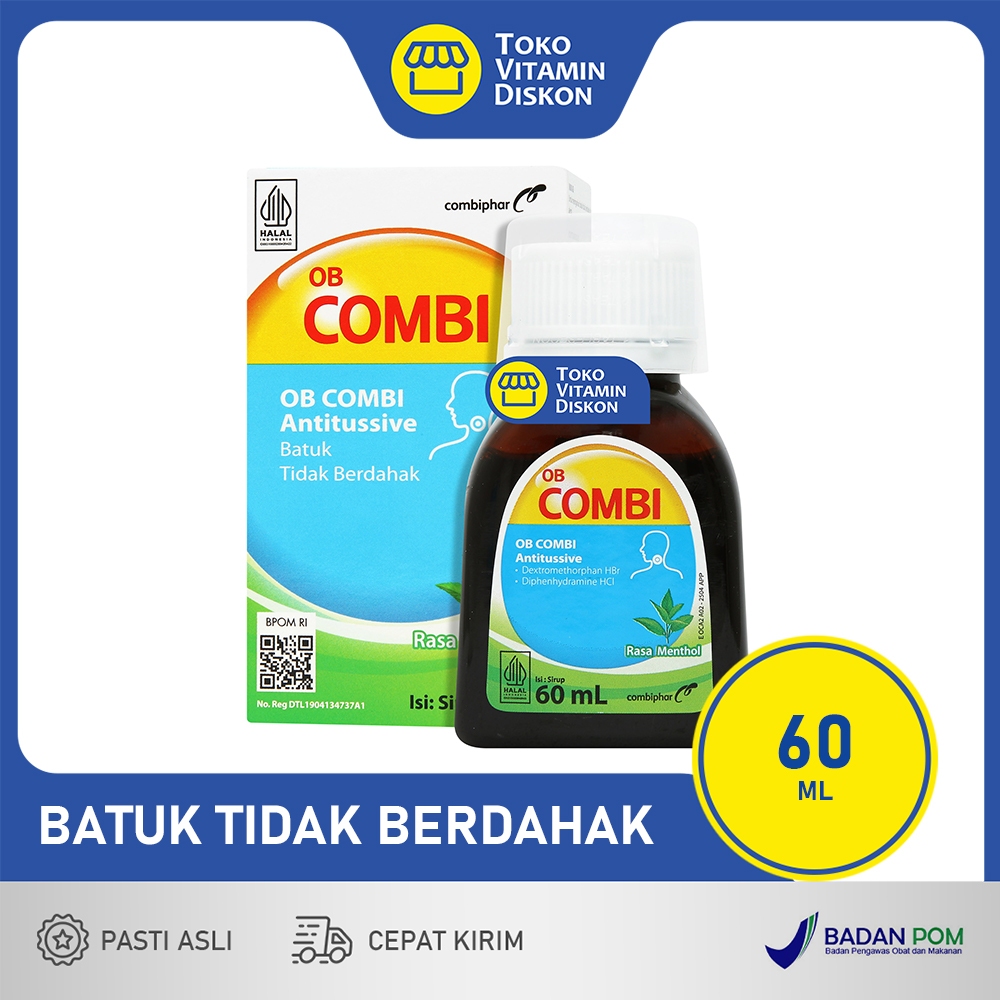 OBH COMBI ANTITUSSIVE BATUK TIDAK BERDAHAK 60 ML | OBAT BATUK TIDAK BERDAHAK, DISERTAI ALERGI, BATUK