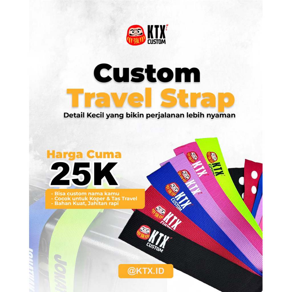 custom travel strap free dibantu desain gantungan koper , tali koper, penanda koper