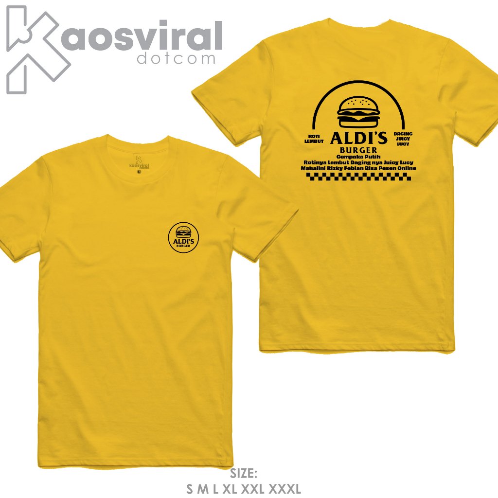 KAOSVIRALDOTCOM BAJU KAOS ALDIS BURGER ALDI TAHER JUICY LUCY RIZKY FEBIAN MAHALINI T-SHIRT COMBED 30