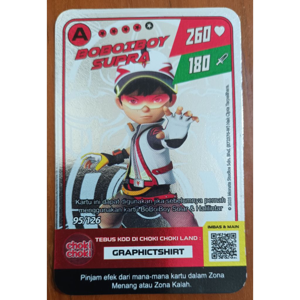 Monsta Galaxy Card Boboiboy Choki Choki Boboiboy Supra Tier A