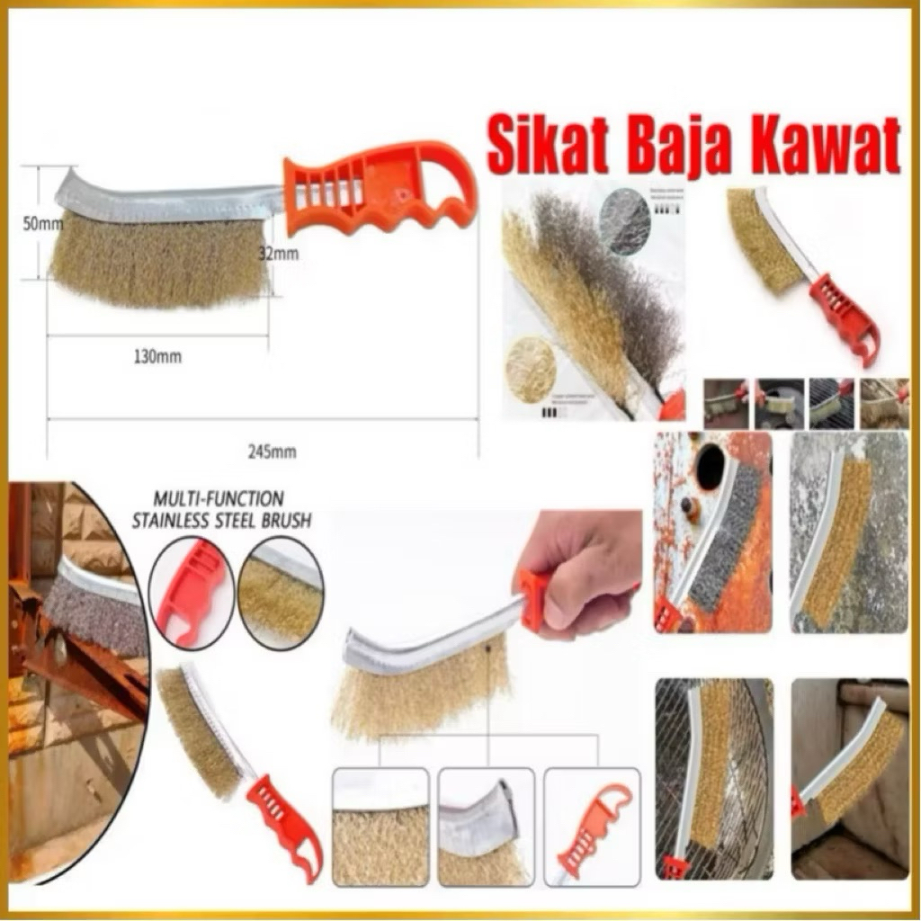 (GROSIRAN) Sikat Baja Kawat Lengkungan Kuningan Anti Karat Steel Wire Hand Brush Serbaguna