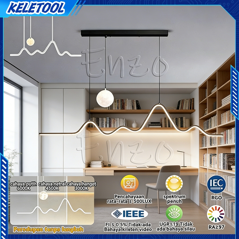 Lampu Hias LED Gantung 36W 3 Warna Minimalis Modern, Lampu Langit-langit Estetik untuk Dekorasi Ruan