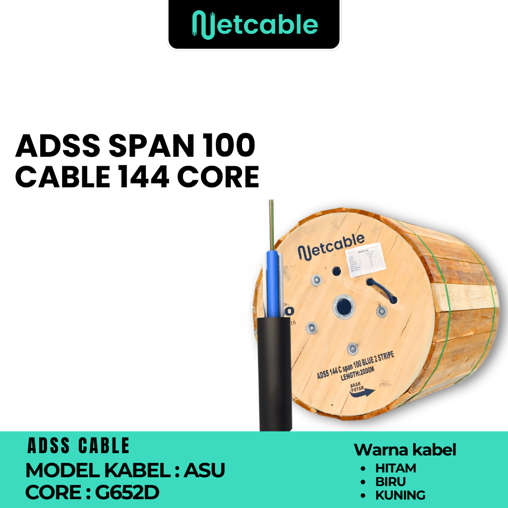 NETCABLE Kabel Fiber Optik ADSS 144 Core 2 KM | Kabel FO ADSS