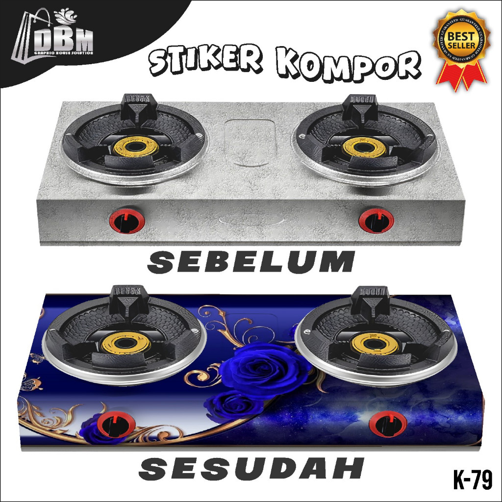 STIKER KOMPOR GAS 1 & 2 TUNGKU RINNAI MOTIF BUNGA ELEGAN MEWAH K-79