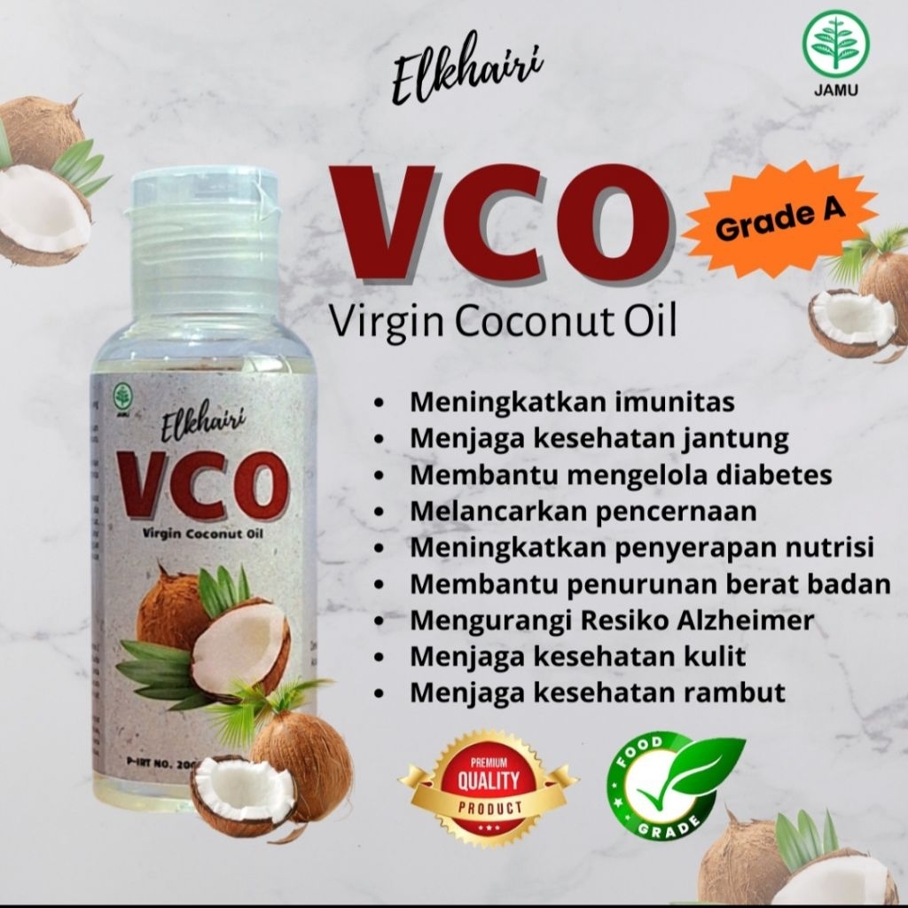 VCO VIRGIN COCONUT OIL / VCO 60ml / VCO GRADE A / VCO Premium / Minyak kelapa murni / VCO halal