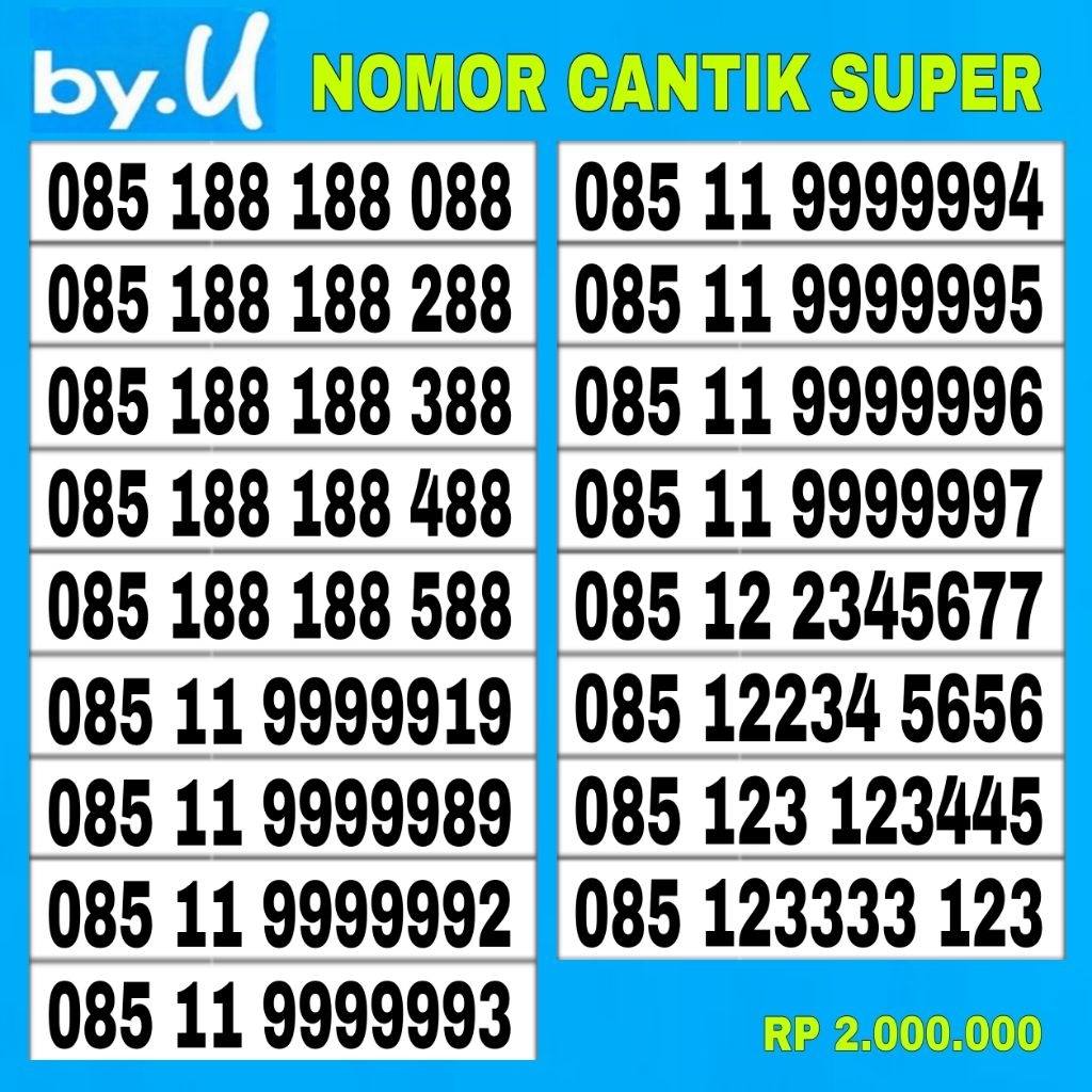 Nomor cantik kartu perdana by.u prabayar