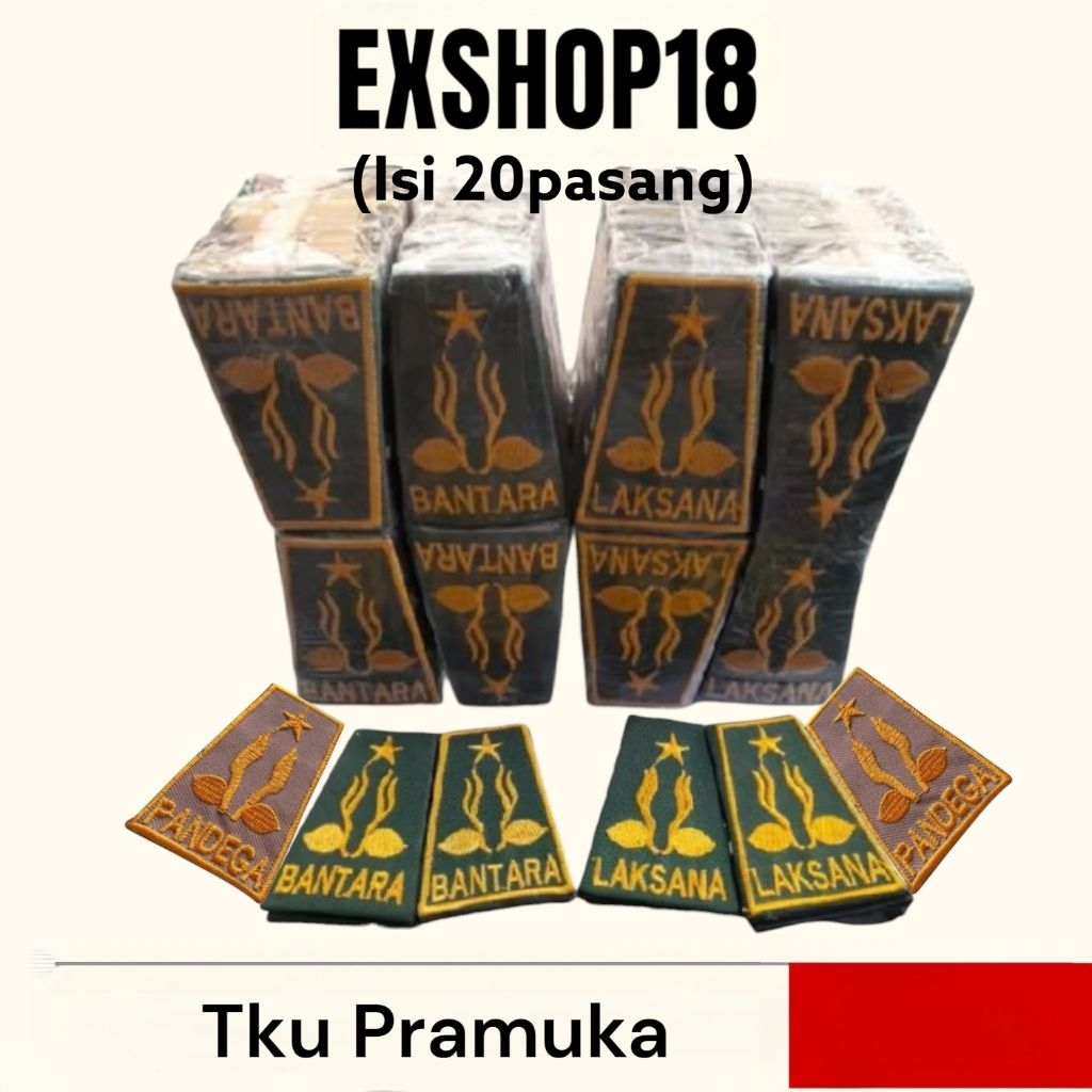 1Kodi (20pasang) Kanan Kiri Tku Bantara Laksana Pandega Pramuka Bordir Kain List / Dek Pundak Pramuk
