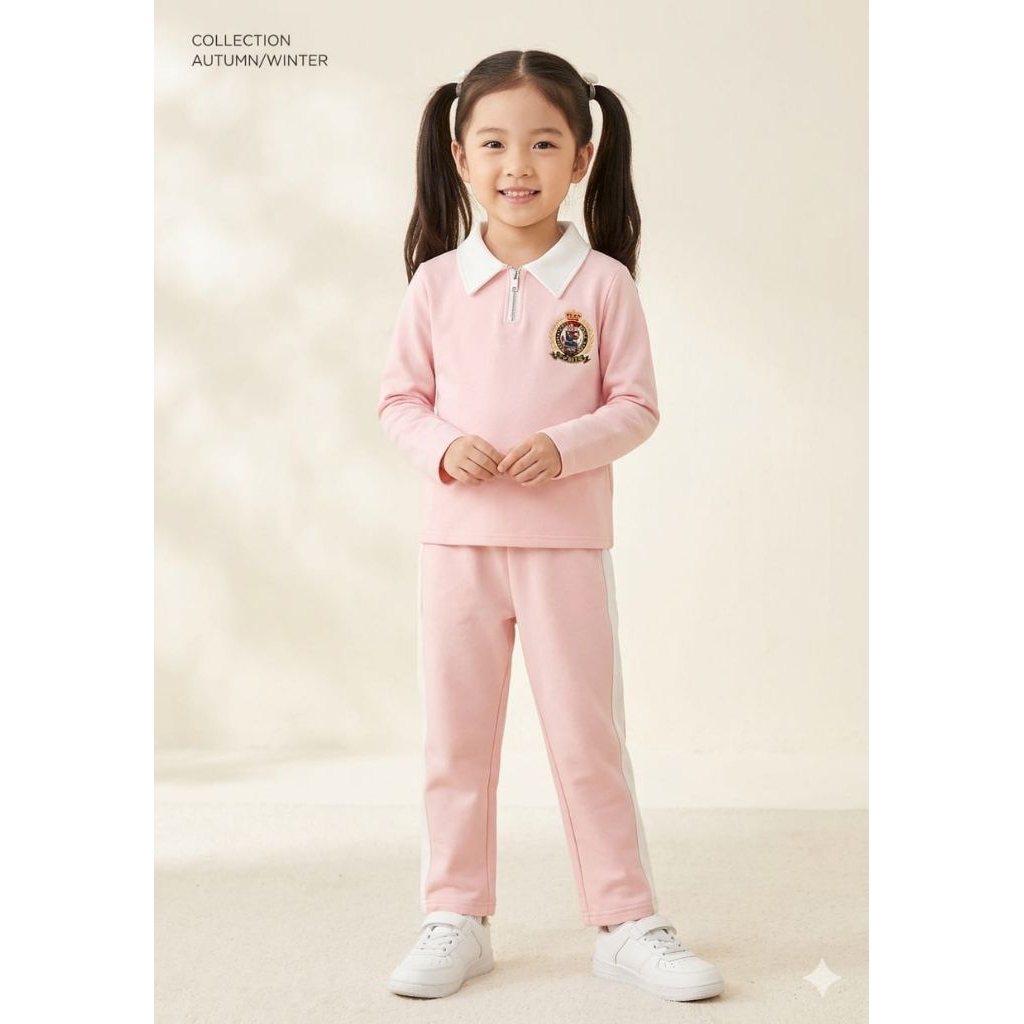 110 160  S1468 setelan kulot atasan kerah zipper brandongan/set joging/set olahraga cewe