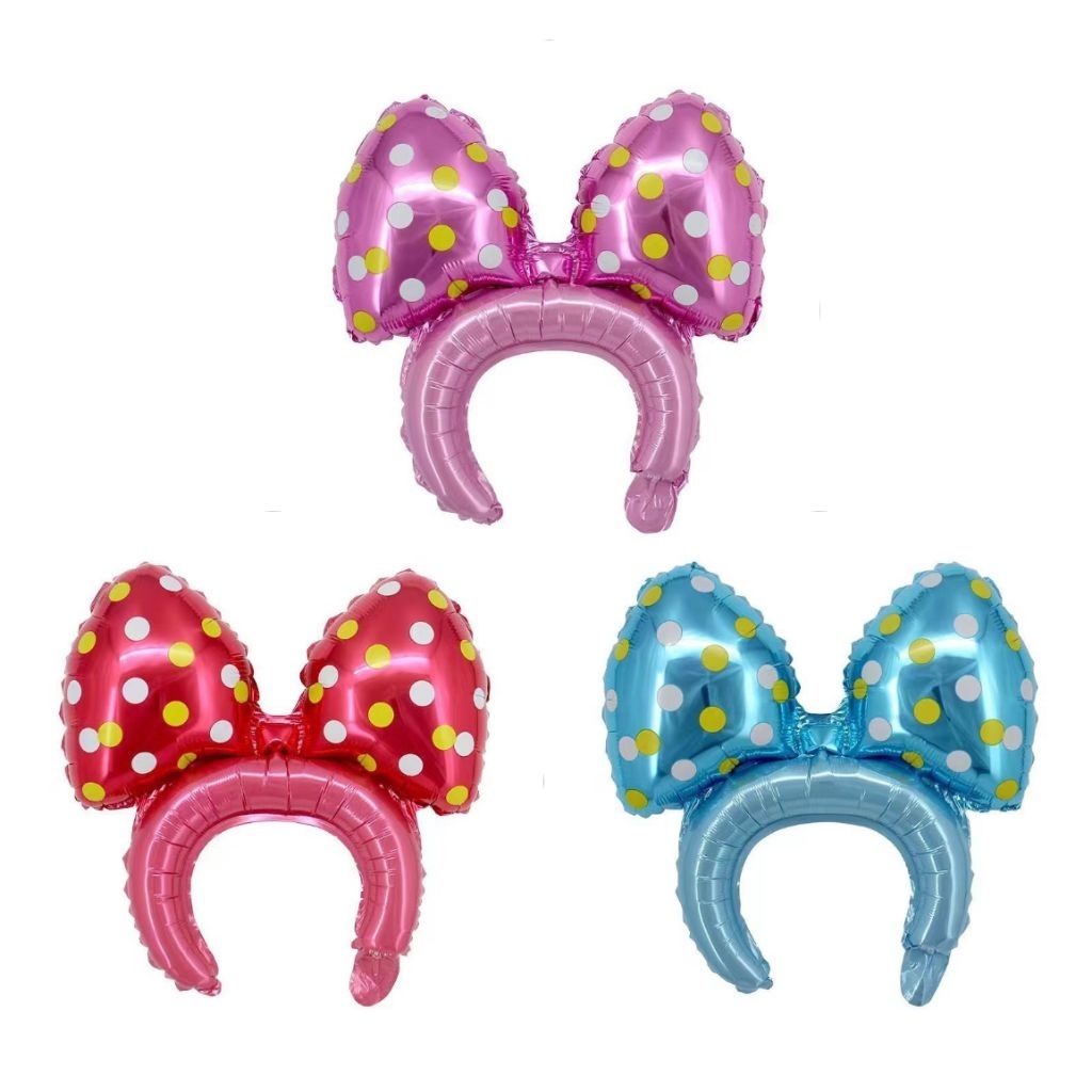 BALON FOIL BANDO PITA / BALON BANDO BENTUK PITA / BALLOON RIBBON / TOPI PITA POLKADOT HEADBAND TOPI 