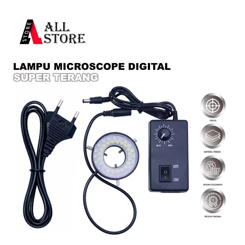 LAMPU LED MICROSCOPE DIGITAL SUPER TERANG HITAM - MICROSCOPE DIGITAL LED LIGHT SUPER TERANG - LAMPU 