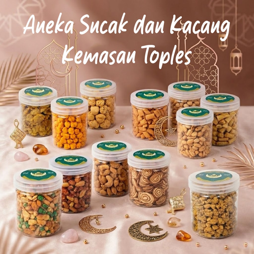 Aneka Kacang & Kue Kering Snack Lebaran Toples Kacang Mede Tepung Telur Atom Bali Bawang Jaipong Tha