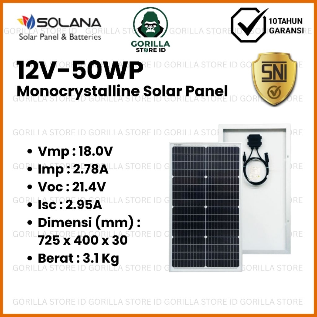 SOLAR PANEL 50WP SOLANA SOLAR CELL MONOCRYSTALLINE
