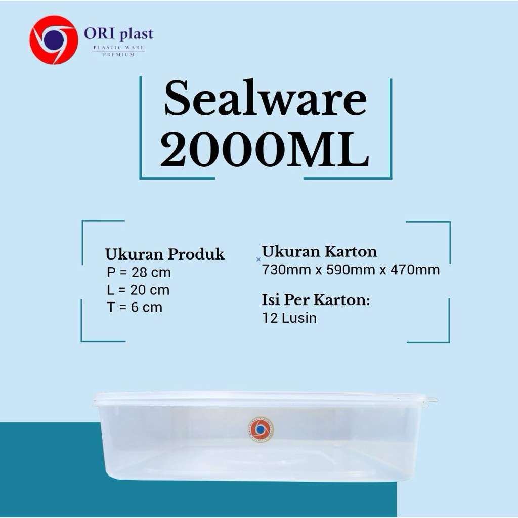 Sealware Sealpack ORI Plast 2000ML 2L Wadah Makanan Plastik Transparan Kotak Penyimpanan