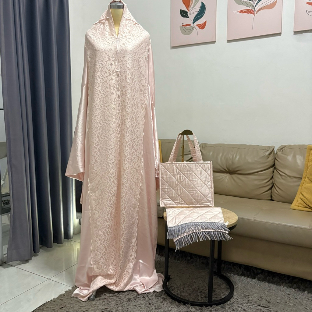 Mukena Terusan Berenda Dewasa muat sampai BB Jumbo - Preloved