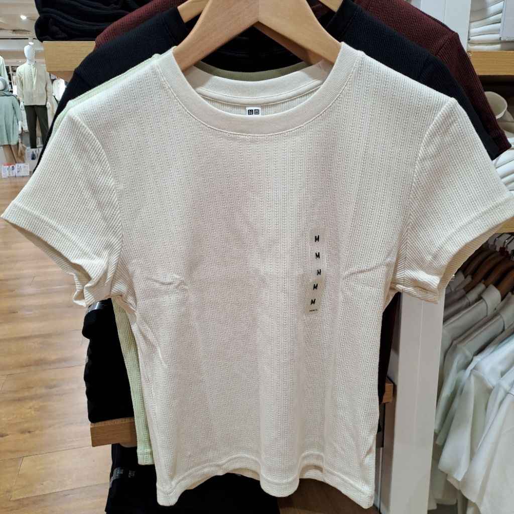 T-shirt mini rib wanita uniqlo