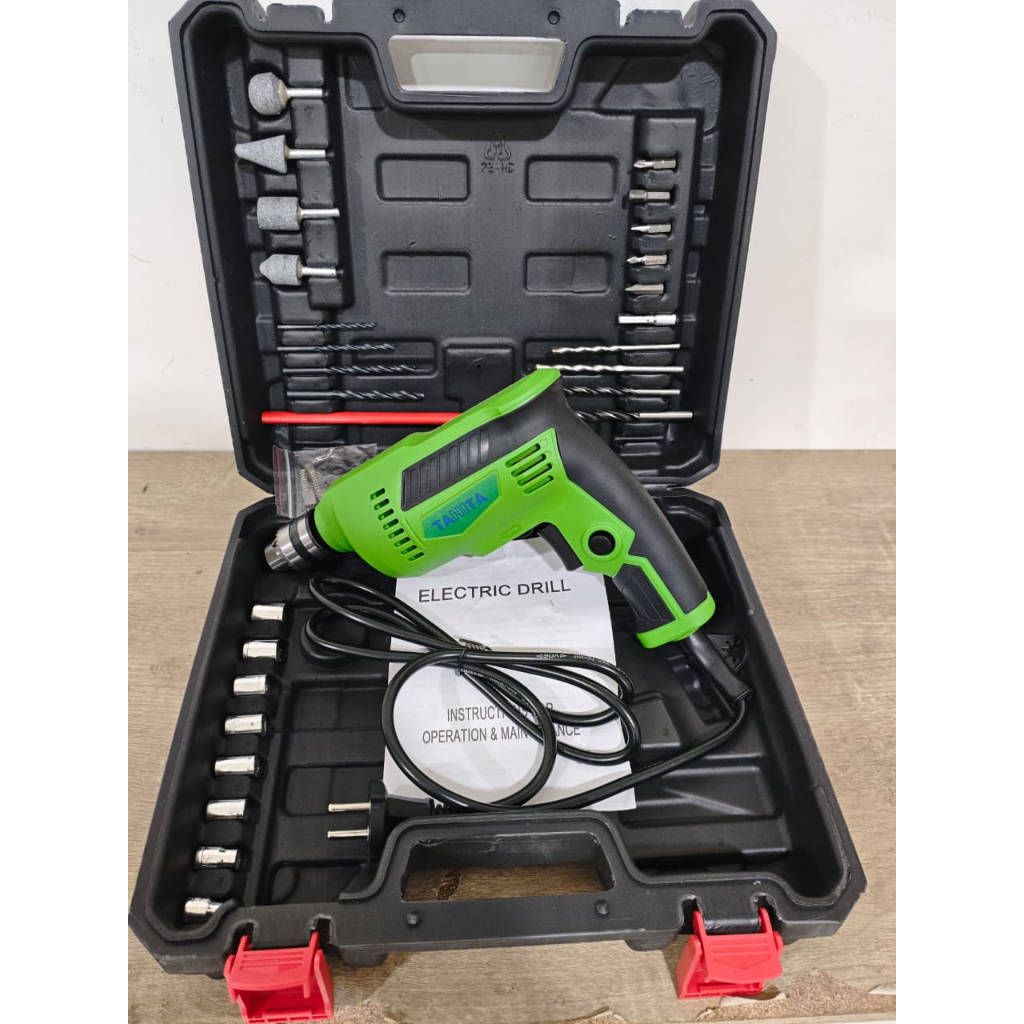TAHITA Mesin Bor Listrrik 10mm Koper Set Mata Bor Bor Bolak Balik Electric Drill Bor Set 10mm AT-63