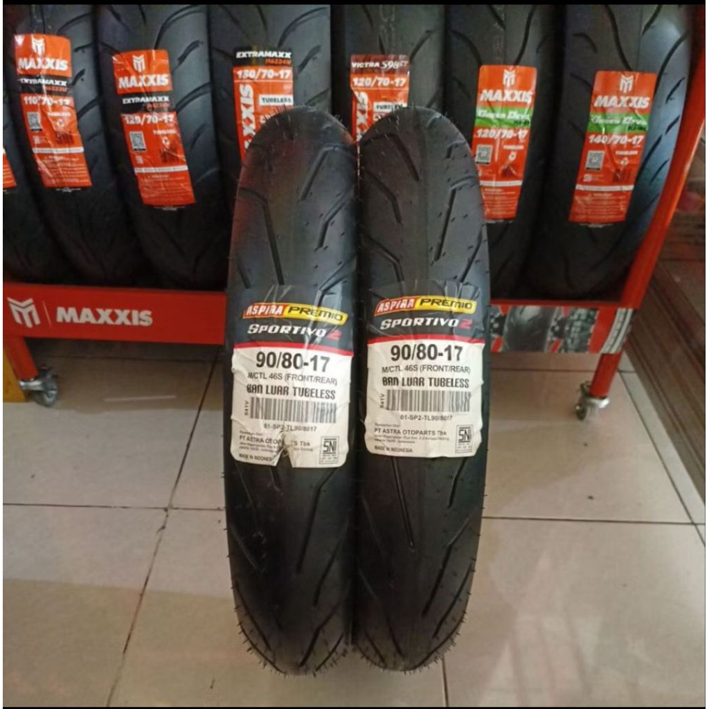 ASPIRA PREMIO SPORTIVO 2 BAN TUBELESS 80/90 90/90 90/80 100/80 RING 14 90/80 RING 17 TUBELESS