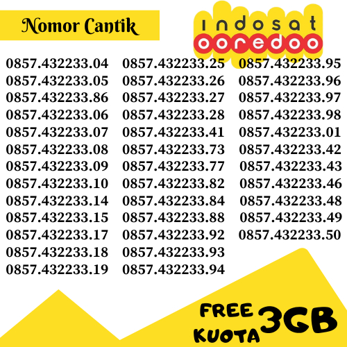 NOMOR CANTIK INDOSAT SERI 432233