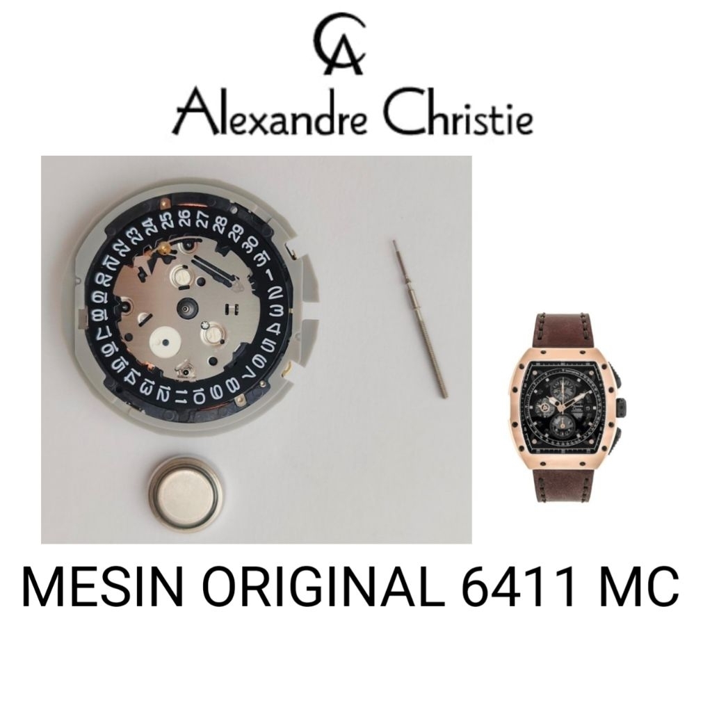 Mesin jam Alexandre Christie original 6411MC