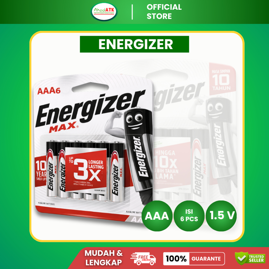Energizer MAX AAA 1.5V BP6 – Baterai Alkaline AAA Isi 6 Pcs Original Tahan Lama