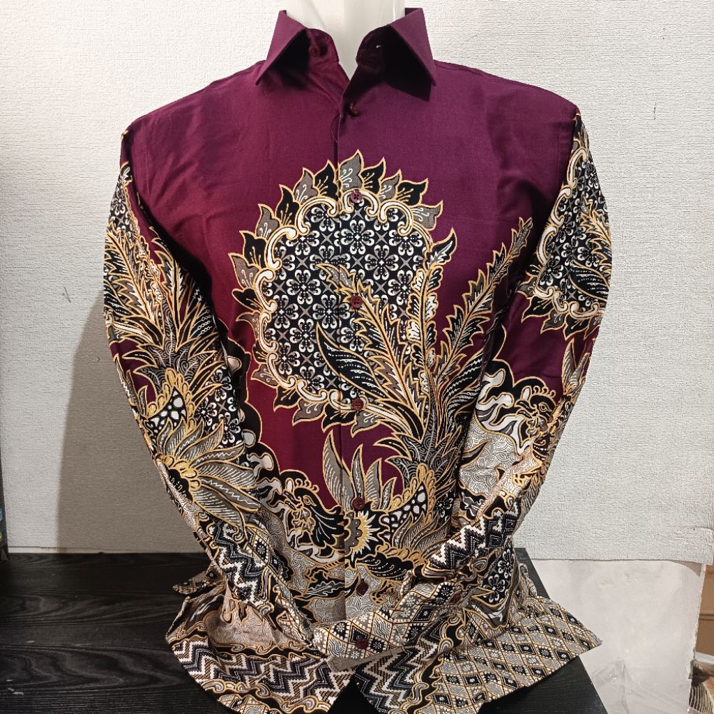LENGAN PANJANG SLIMFIT ALISAN Batik 10809 Dasar Merah/Hitam