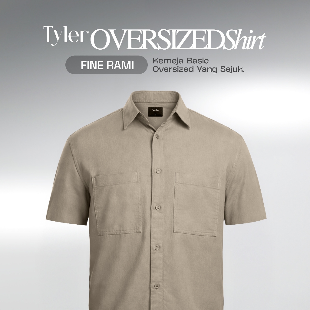 CUTOFF Tyler Oversized Basic Shirt Rami Kemeja Pria Polos Lengan Pendek